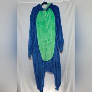 Kozies Peacock Blue and Green Fleece Adult Onesie Oversized
